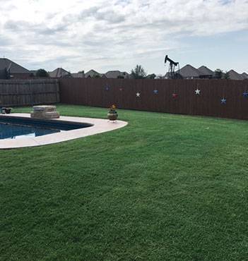 Pool with lawn work